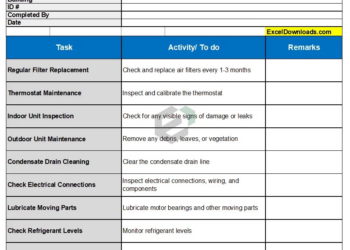 Air Conditioner Preventive Maintenance Checklist at Adele Morning blog